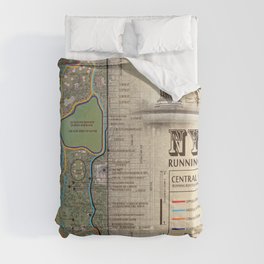 Central Park [Bethesda Fountain] Vintage Inspired running route map Comforter