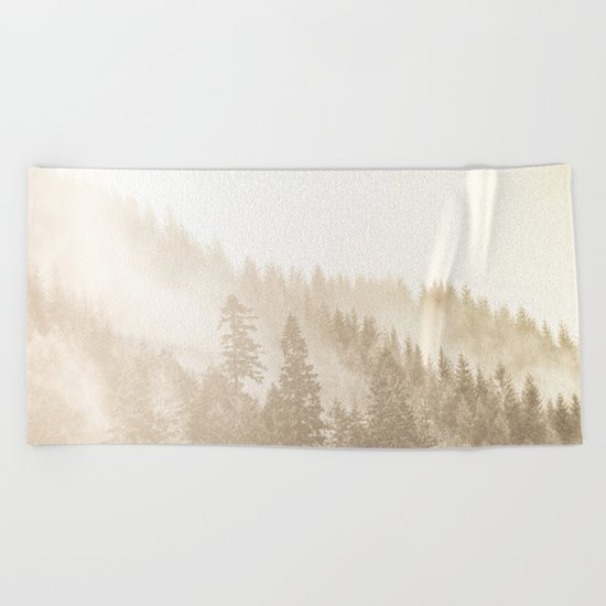 Vintage Sepia Fir Trees Beach Towel