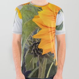 Sunflowers garden with honey bee All Over Graphic Tee