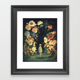 The Night Garden Gerahmter Kunstdruck | Vintage, Flower, Floral, Magic, Girl, Wonderland, Curated, Painting, Alice, Darkfloral 