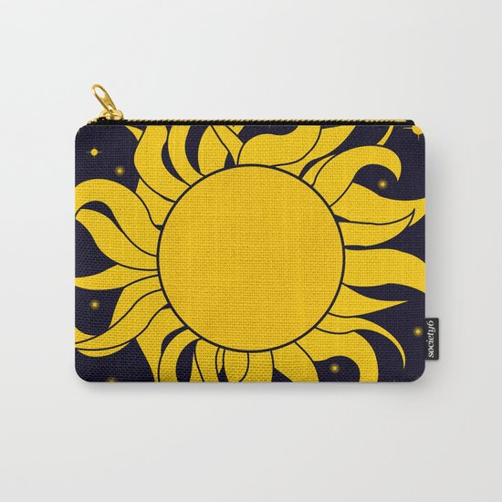 Bold Yellow Sun & Stars On Dark Blue Carry-All Pouch