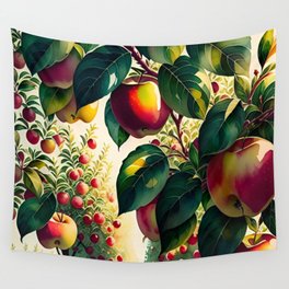 Apple Orchard No1 -watercolor  kitchen art and home decor Wall Tapestry