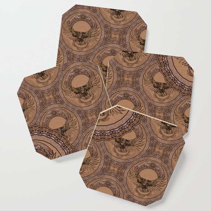 Flying Owl - Decorative Moon - pattern tile Coaster