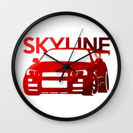 Nissan Skyline GT-R  - classic red - Wall Clock | Illustration, Digital, Graphic Design, Vector 