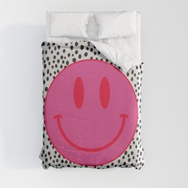 Make Me Smile - Cute Preppy Vsco Smiley Face on Black and White Duvet Cover