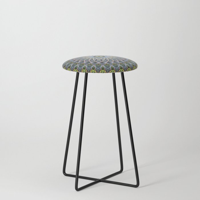 Gray and yellow mandala Counter Stool