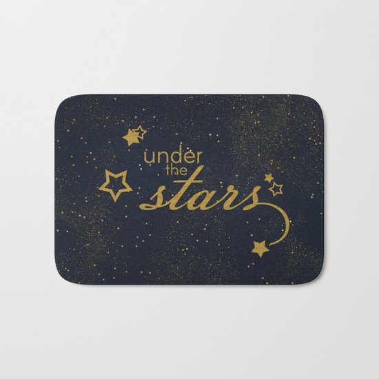 Under the stars- sparkling gold glitter night typography on #Society6 Bath Mat