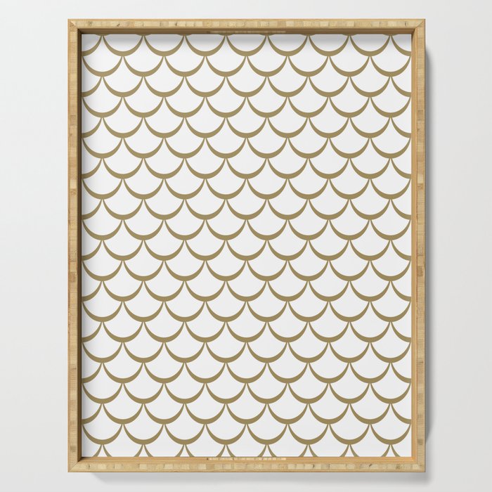 Gold and White Mermaid Scales Serving Tray
