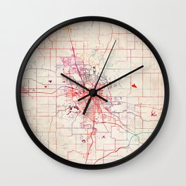 Rochester map Minnesota painting Wall Clock