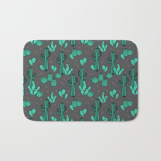 Prickly Pear - Charcoal by Andrea Lauren Bath Mat