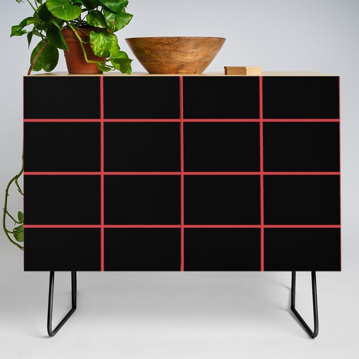 Bold Red Black Minimal Tile Grid Pattern Pairs Coloro Luscious Red 010-46-36 Trends 2023 Credenza