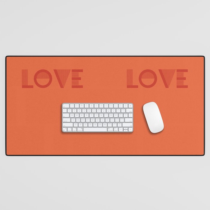 LOVE Coral Rose solid color minimalist  modern abstract illustration  Desk Mat