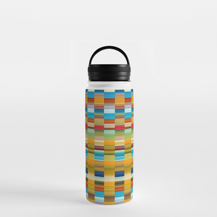 Modern Colorful Check Grid Pattern Water Bottle