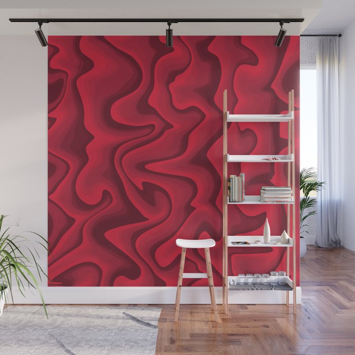 Fuzzy & Swirly Red Wall Mural