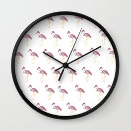 Flamingo Flamingo Flamingoes pattern white background Wall Clock