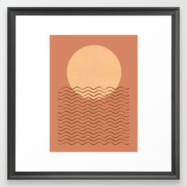 Ocean Wave Terracotta - Mid century modern Framed Art Print