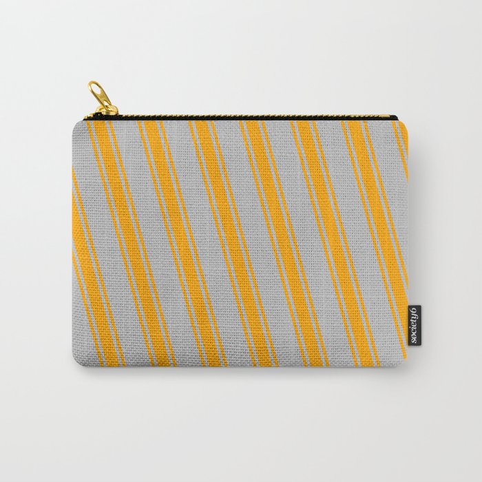Grey & Orange Colored Lines Pattern Carry-All Pouch