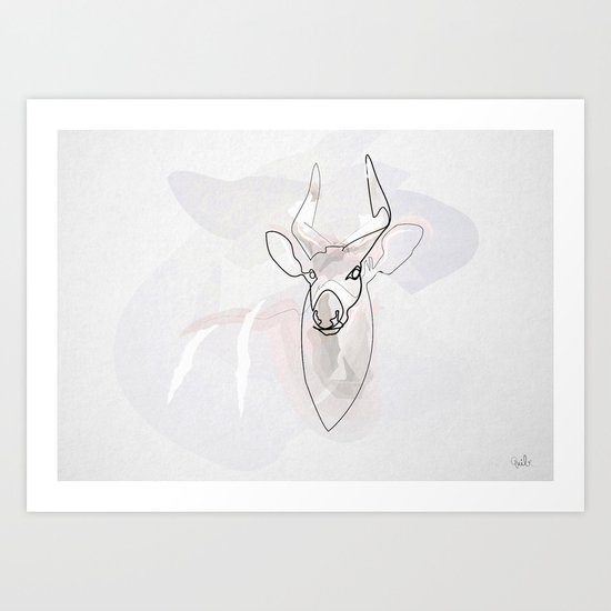 One line Bongo antelope Art Print