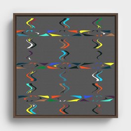 Wavy coloured dice - rainbow with grey Framed Canvas