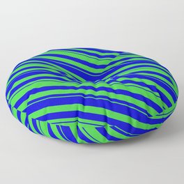 [ Thumbnail: Blue & Lime Green Colored Lines Pattern Floor Pillow ]