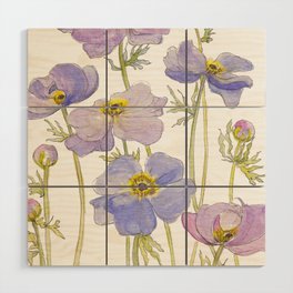 Lilac Anemone Flowers Wood Wall Art