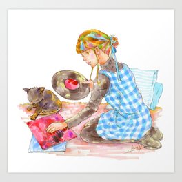 A girl with a kitten vol.2 Art Print