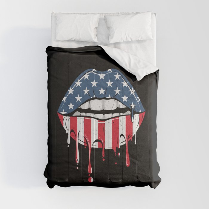 American Flag Lips Pretty Girly Comforter