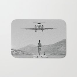 Steady As She Goes; aircraft coming in for an island landing black and white photography- photographs Bath Mat | Flying, Jets, Extreme, White, Photo, Airlines, And, Daredevils, Keywest, Sports 