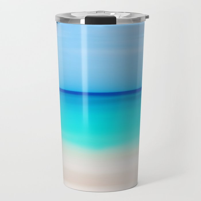 Ombre caribbean blues - aqua blue abstract beach ocean seaside Travel Mug