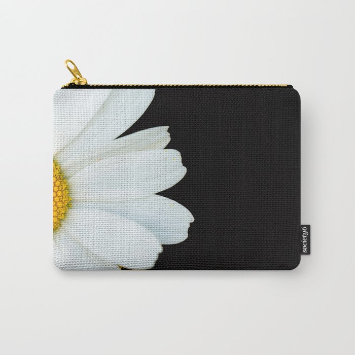 Hello Daisy - White Flower Black Background #decor #society6 #buyart Carry-All Pouch