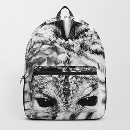 Black and White Barred Owl Face Close Up Backpack