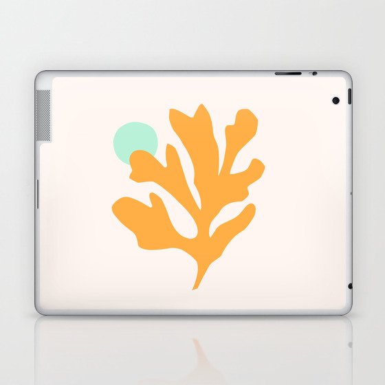 Simple Orange Leaf on Aqua Sun - cut-outs 3  Laptop & iPad Skin
