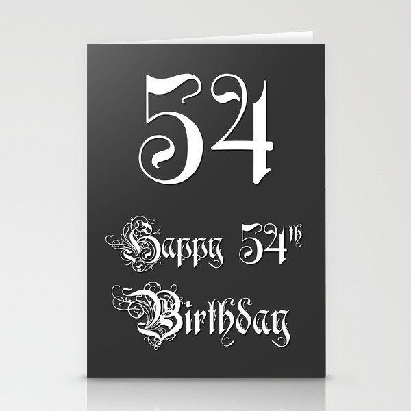Happy 54th Birthday - Fancy, Ornate, Intricate Look Stationery Cards