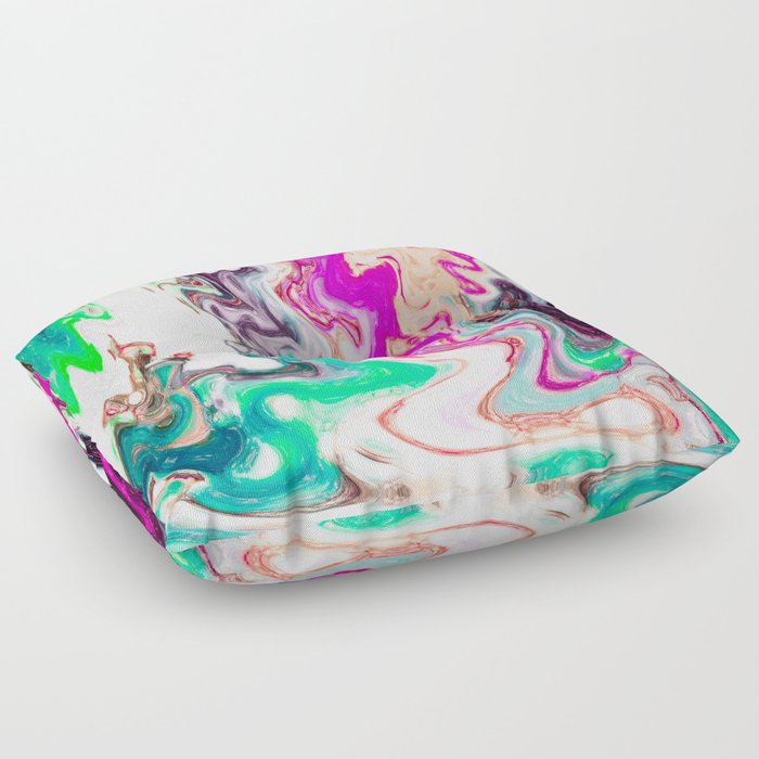 Melting Acrylic Flow Paint Pattern Floor Pillow