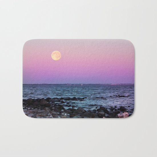 Full Moon on Blue Hour Bath Mat