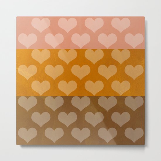 Patina Hearts Rose Gold Metal Print