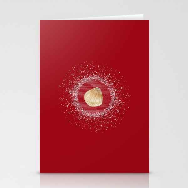 Watercolor Seashell and Sand on Red Stationery Cards