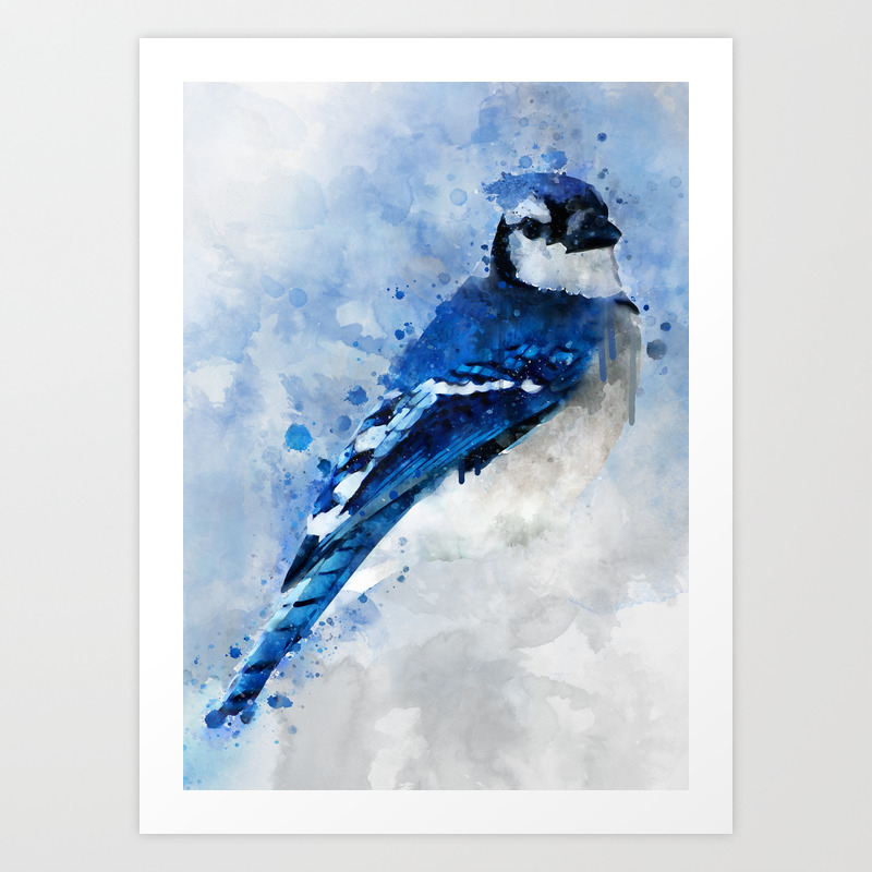 Watercolour Blue Jay Bird Art Print By Dramabite Society6 Watercolour Blue Jay Bird Art Print By Dramabite Society6