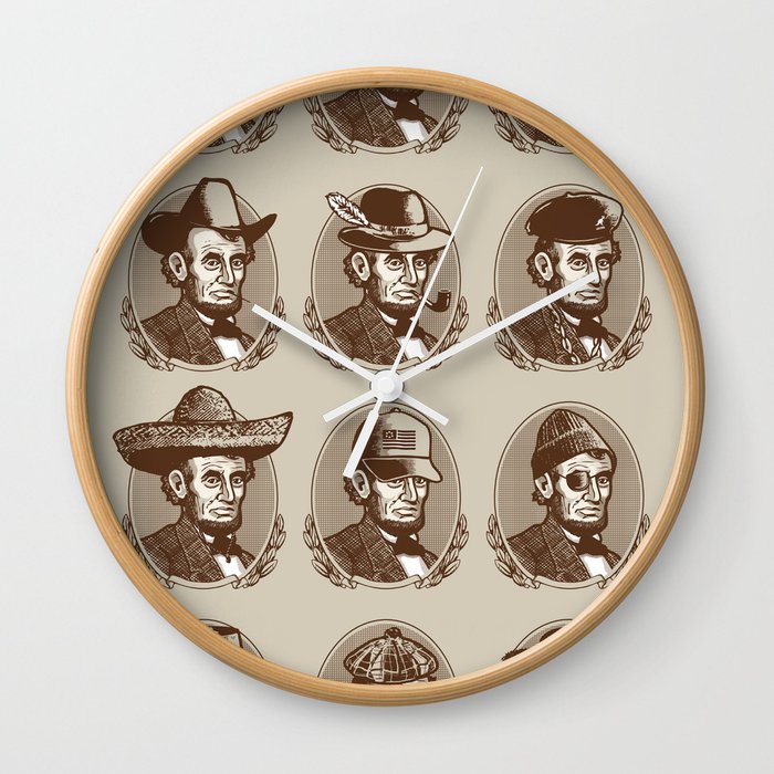 Abe Tries on Hats Wall Clock