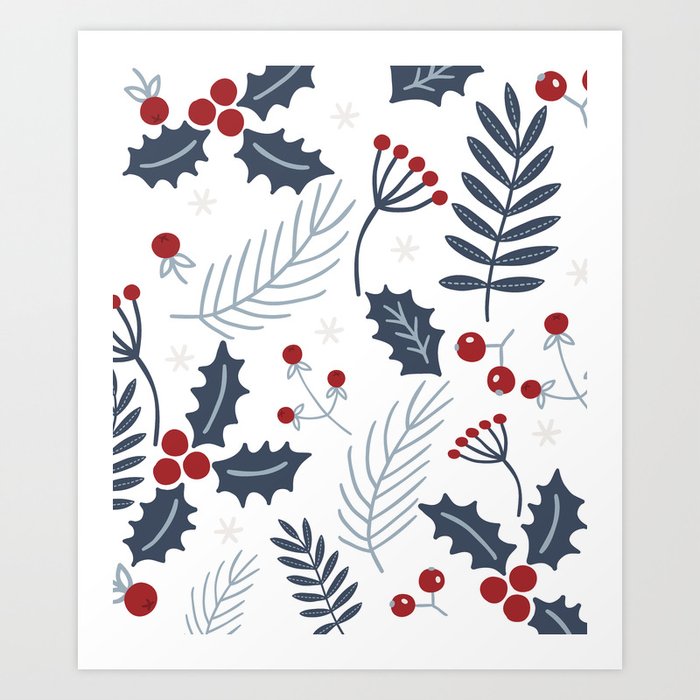 Holly And Winter Berries Art Print