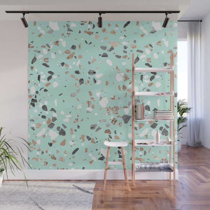 Glitter and Grit Marble Mint Green Wall Mural