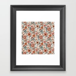 70s flowers - 70s, retro, spring, floral, florals, floral pattern, retro flowers, boho, hippie, earthy, muted Framed Art Print
