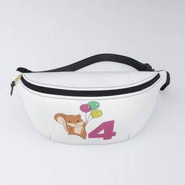 Squirrel Fourth Birthday Balloons Kids Fanny Pack