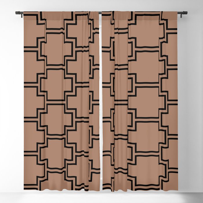 Brown and Black Tessellation Line Pattern 2 - 2022 Color of the Year Rustic Oak 2007-7B Blackout Curtain
