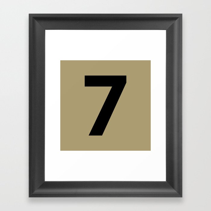Number 7 (Black & Sand) Framed Art Print