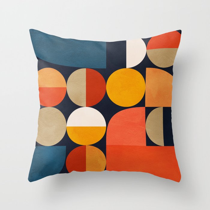 mid century geometric abstract Throw Pillow