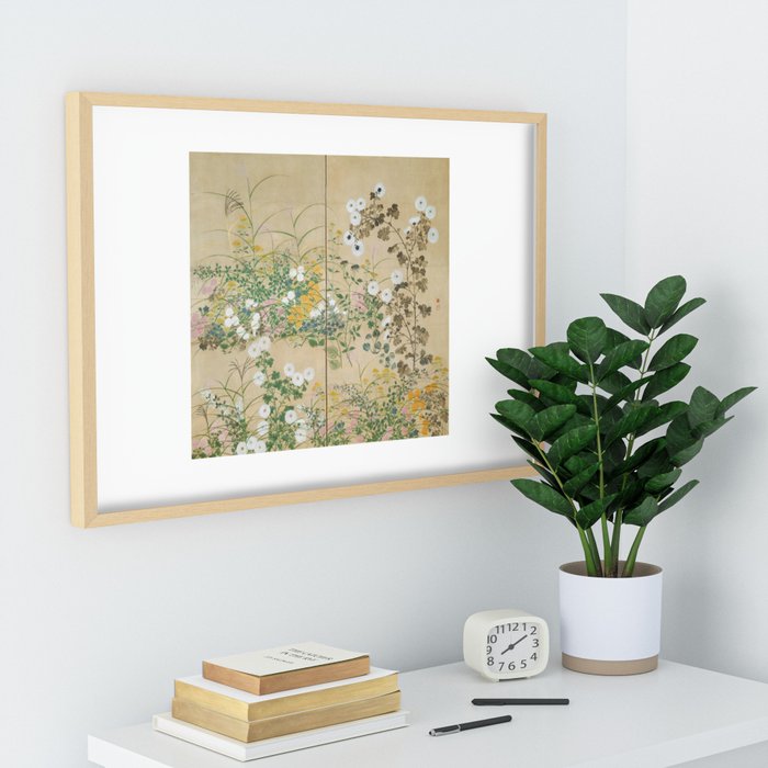 Japanese Edo Period Flowering Plants in Autumn - Ogata Korin