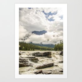 River and waterfall in the Rocky Mountains Art Print