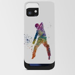 Watercolor cricket player iPhone Card Case