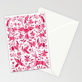 Mexican Otomi Design in Pink by Akbaly Stationery Card